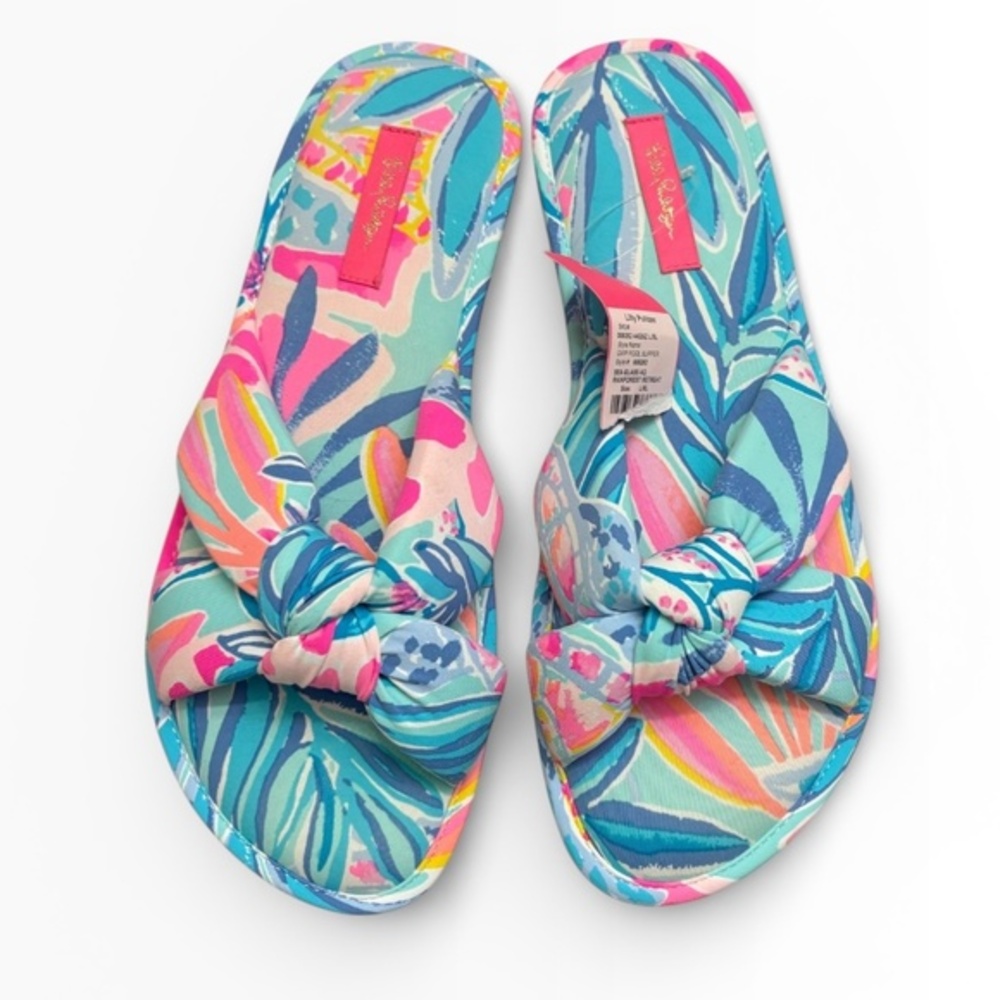 Lilly Pulitzer pool slipper sea glass forest retreat nwt size L/XL